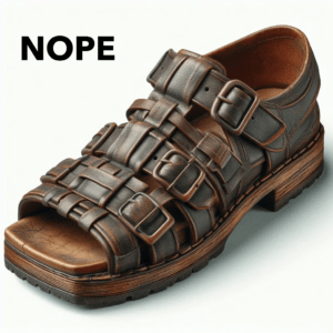 Old leather blocky sandal